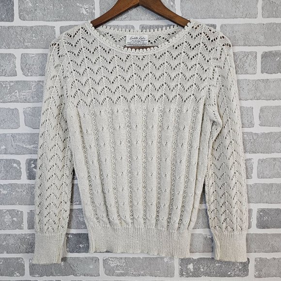 Vintage Cuddle Knit Sweater Women's Small Gray Open Delicate Cottagecore 70's - Picture 1 of 7